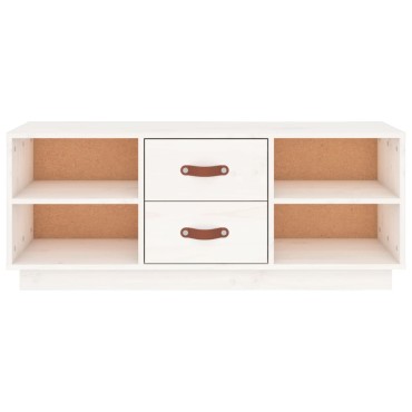 vidaXL Έπιπλο Τηλεόρασης Λευκό 100x34x40cm από Μασίφ Ξύλο Πεύκου