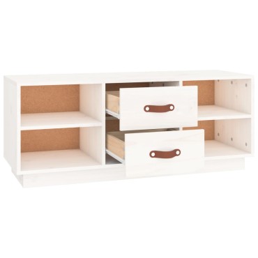 vidaXL Έπιπλο Τηλεόρασης Λευκό 100x34x40cm από Μασίφ Ξύλο Πεύκου