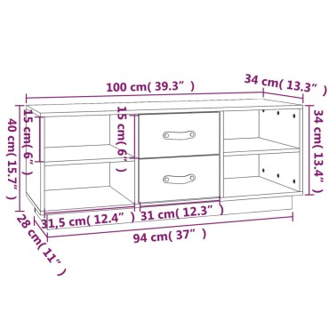 vidaXL Έπιπλο Τηλεόρασης Λευκό 100x34x40cm από Μασίφ Ξύλο Πεύκου