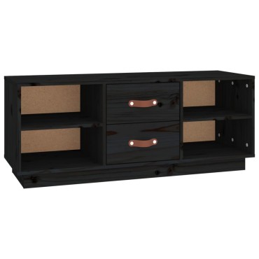 vidaXL Έπιπλο Τηλεόρασης Μαύρο 100x34x40cm από Μασίφ Ξύλο Πεύκου