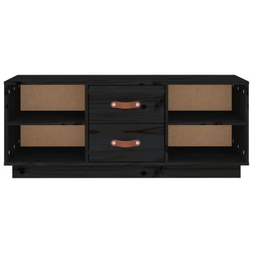 vidaXL Έπιπλο Τηλεόρασης Μαύρο 100x34x40cm από Μασίφ Ξύλο Πεύκου
