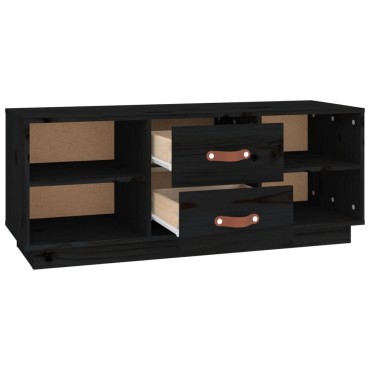 vidaXL Έπιπλο Τηλεόρασης Μαύρο 100x34x40cm από Μασίφ Ξύλο Πεύκου