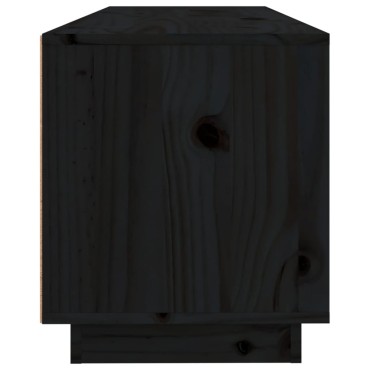 vidaXL Έπιπλο Τηλεόρασης Μαύρο 100x34x40cm από Μασίφ Ξύλο Πεύκου