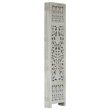 vidaXL Παραβάν Σκαλιστό στο Χέρι 5 Πάνελ Γκρι 200x165cm Ξύλο Μάνγκο 1 τεμ.