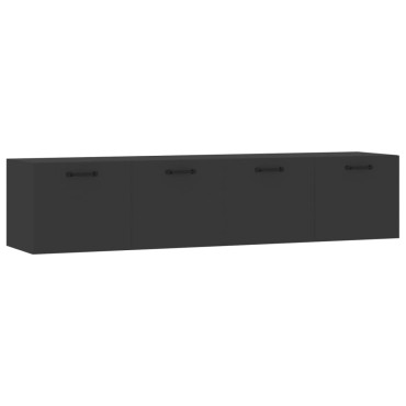 vidaXL Ντουλάπια Τοίχου 2 τεμ. Μαύρα 60x36,5x35cm Επεξεργασμένο Ξύλο