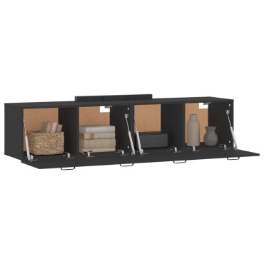 vidaXL Ντουλάπια Τοίχου 2 τεμ. Μαύρα 60x36,5x35cm Επεξεργασμένο Ξύλο