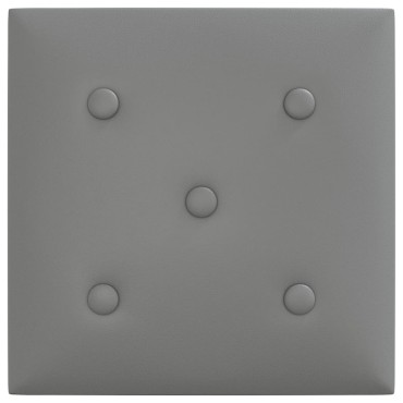 vidaXL Πάνελ Τοίχου 12 τεμ. Γκρι 30 x 30 εκ. 1,08 μ² Συνθετικό Δέρμα