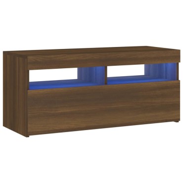 vidaXL Έπιπλο Τηλεόρασης με LED Καφέ Δρυς 90x35x40cm