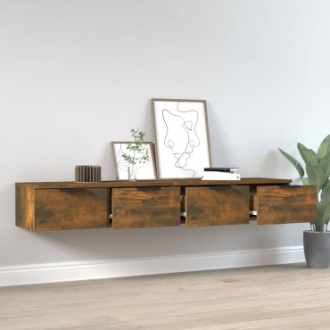 vidaXL Έπιπλα Τοίχου 2 τεμ. Καπν. Δρυς 68x30x20cm Επ. Ξύλο