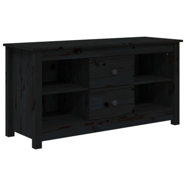 vidaXL Έπιπλο Τηλεόρασης Μαύρο 103x36,5x52cm από Μασίφ Ξύλο Πεύκου