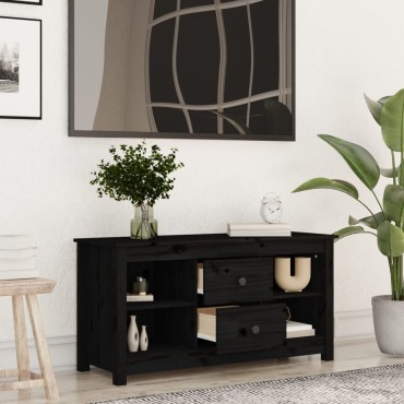 vidaXL Έπιπλο Τηλεόρασης Μαύρο 103x36,5x52cm από Μασίφ Ξύλο Πεύκου
