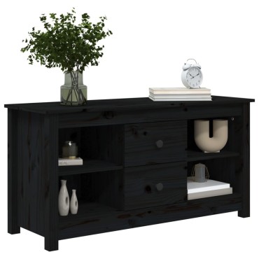 vidaXL Έπιπλο Τηλεόρασης Μαύρο 103x36,5x52cm από Μασίφ Ξύλο Πεύκου