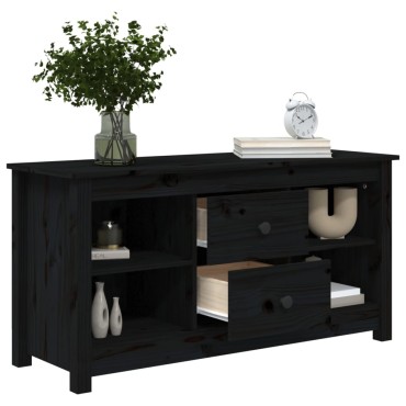 vidaXL Έπιπλο Τηλεόρασης Μαύρο 103x36,5x52cm από Μασίφ Ξύλο Πεύκου