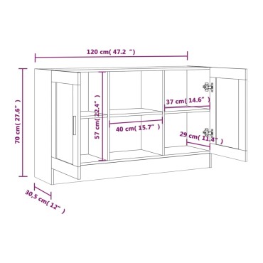 vidaXL Βιτρίνα Καφέ Δρυς 120x30,5x70cm από Επεξεργασμένο Ξύλο 1 τεμ.