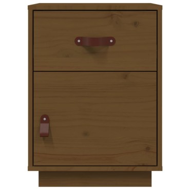 vidaXL Κομοδίνο 2 τεμ. Καφέ Μελί 40x34x55cm από Μασίφ Ξύλο Πεύκου