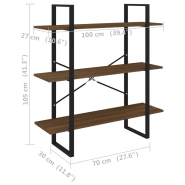 vidaXL Βιβλιοθήκη Καφέ Δρυς 100x30x105cm από Επεξεργασμένο Ξύλο 1 τεμ.