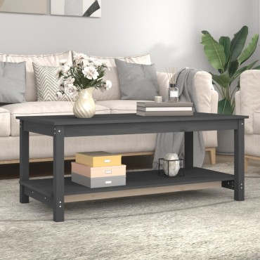 vidaXL Τραπεζάκι Σαλονιού Γκρι 110x55x45cm από Μασίφ Ξύλο Πεύκου 1 τεμ.