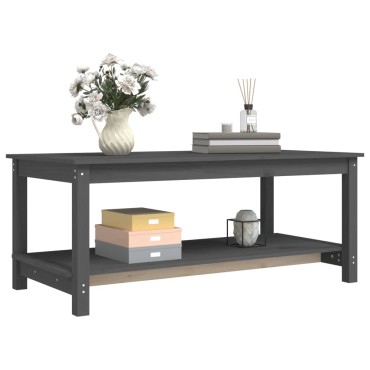 vidaXL Τραπεζάκι Σαλονιού Γκρι 110x55x45cm από Μασίφ Ξύλο Πεύκου 1 τεμ.