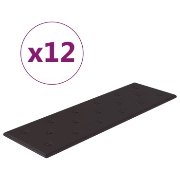 vidaXL Πάνελ Τοίχου 12 τεμ. Μαύρα 90 x 30 εκ. 3,24 μ² Συνθετικό Δέρμα
