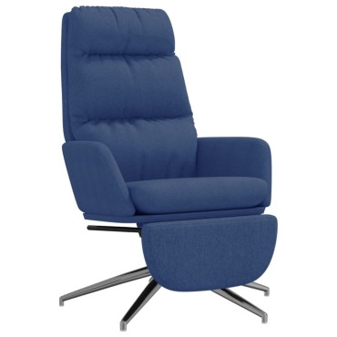 vidaXL Πολυθρόνα Relax με Υποπόδιο Μπλε Υφασμάτινη 70x77x98cm 1 τεμ.