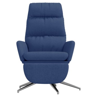 vidaXL Πολυθρόνα Relax με Υποπόδιο Μπλε Υφασμάτινη 70x77x98cm 1 τεμ.