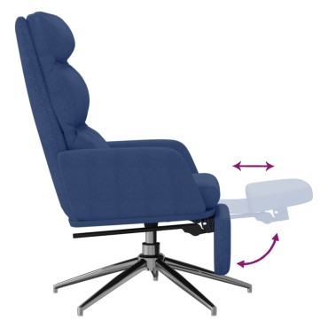 vidaXL Πολυθρόνα Relax με Υποπόδιο Μπλε Υφασμάτινη 70x77x98cm 1 τεμ.