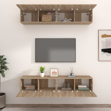 vidaXL Έπιπλα Τηλεόρασης 4 τεμ. Sonoma Δρυς 80x30x30cm Επεξ. Ξύλο
