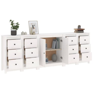 vidaXL Ντουλάπι Λευκό 230x35x80cm από Μασίφ Ξύλο Πεύκου 1 τεμ.