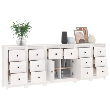 vidaXL Ντουλάπι Λευκό 230x35x80cm από Μασίφ Ξύλο Πεύκου 1 τεμ.
