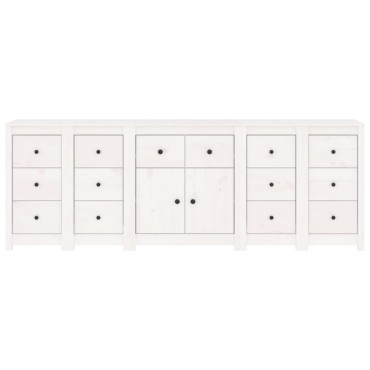 vidaXL Ντουλάπι Λευκό 230x35x80cm από Μασίφ Ξύλο Πεύκου 1 τεμ.