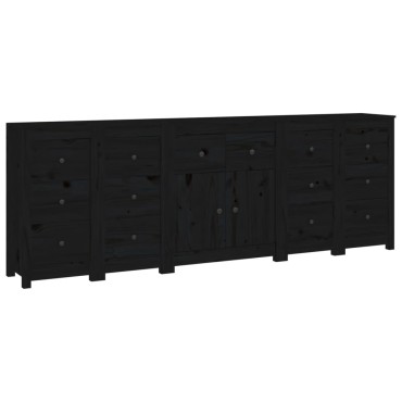 vidaXL Ντουλάπι Μαύρος 230x35x80cm από Μασίφ Ξύλο Πεύκου 1 τεμ.