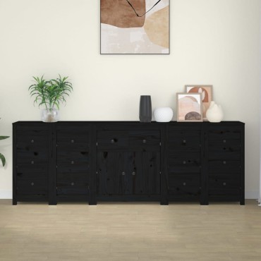 vidaXL Ντουλάπι Μαύρος 230x35x80cm από Μασίφ Ξύλο Πεύκου 1 τεμ.