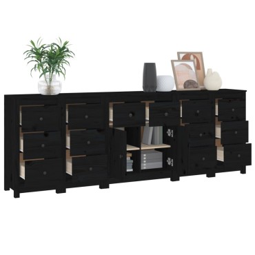 vidaXL Ντουλάπι Μαύρος 230x35x80cm από Μασίφ Ξύλο Πεύκου 1 τεμ.