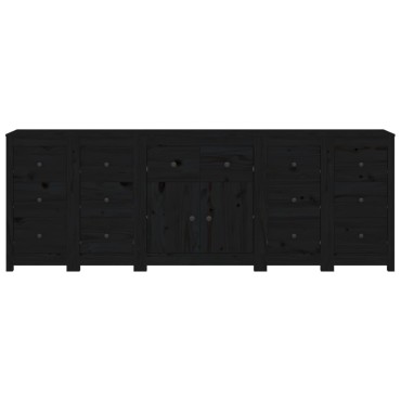 vidaXL Ντουλάπι Μαύρος 230x35x80cm από Μασίφ Ξύλο Πεύκου 1 τεμ.