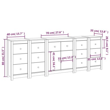vidaXL Ντουλάπι Μαύρος 230x35x80cm από Μασίφ Ξύλο Πεύκου 1 τεμ.