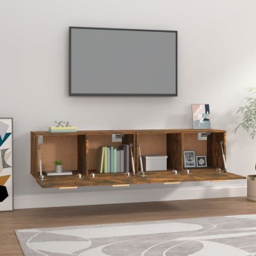 vidaXL Ντουλάπια Τοίχου 2 τεμ. Καπνιστή δρυς 80x35x36,5cm Επεξ. Ξύλο