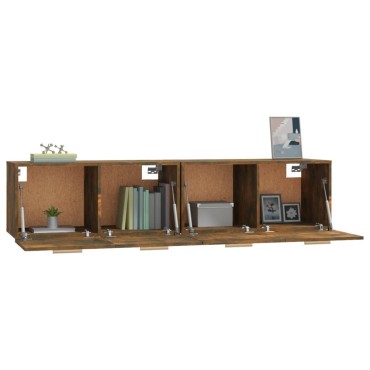 vidaXL Ντουλάπια Τοίχου 2 τεμ. Καπνιστή δρυς 80x35x36,5cm Επεξ. Ξύλο