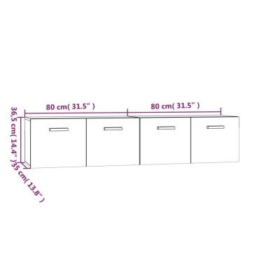 vidaXL Ντουλάπια Τοίχου 2 τεμ. Καπνιστή δρυς 80x35x36,5cm Επεξ. Ξύλο