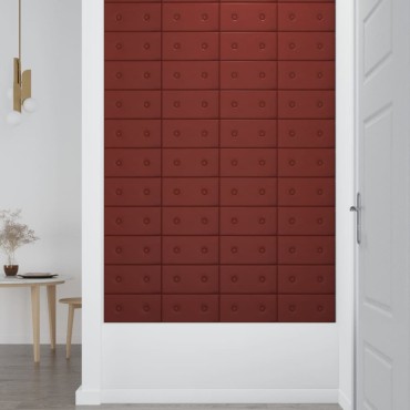 vidaXL Πάνελ Τοίχου 12 τεμ. Μπορντό 30x15 εκ. 0,54 μ² Συνθετικό Δέρμα
