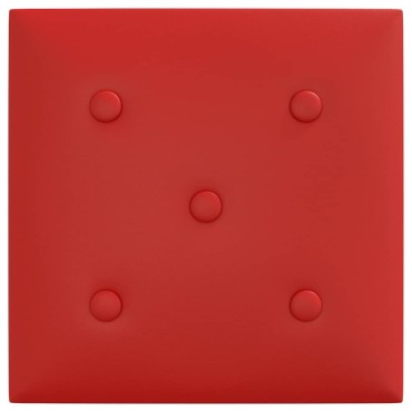 vidaXL Πάνελ Τοίχου 12 τεμ. Μπορντό 30 x 30 εκ. 1,08 μ² Συνθ. Δέρμα