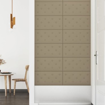 vidaXL Πάνελ Τοίχου 12 τεμ. Καπουτσίνο 60 x 30 εκ. 2,16 μ² Συνθ. Δέρμα