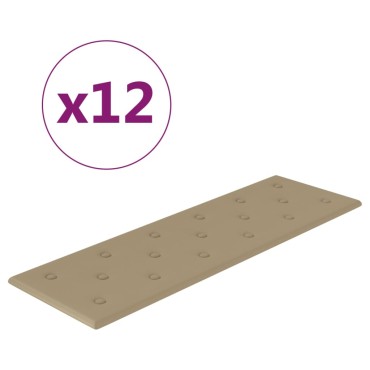 vidaXL Πάνελ Τοίχου 12 τεμ. Καπουτσίνο 90 x 30 εκ. 3,24 μ² Συνθ. Δέρμα