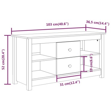 vidaXL Έπιπλο Τηλεόρασης 103x36,5x52cm από Μασίφ Ξύλο Πεύκου