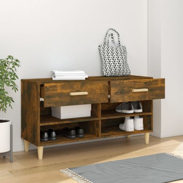 vidaXL Παπουτσοθήκη Καπνιστή Δρυς 102x35x55cm από Επεξεργασμένο Ξύλο