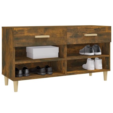 vidaXL Παπουτσοθήκη Καπνιστή Δρυς 102x35x55cm από Επεξεργασμένο Ξύλο