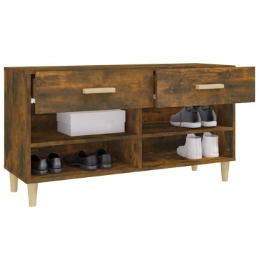 vidaXL Παπουτσοθήκη Καπνιστή Δρυς 102x35x55cm από Επεξεργασμένο Ξύλο