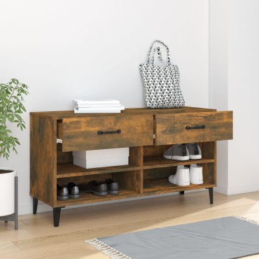 vidaXL Παπουτσοθήκη Καπνιστή Δρυς 102x35x55cm από Επεξεργασμένο Ξύλο