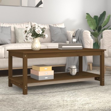 vidaXL Τραπεζάκι Σαλονιού Καφέ Μελί 110x55x45cm Μασίφ Ξύλο Πεύκου 1 τεμ.