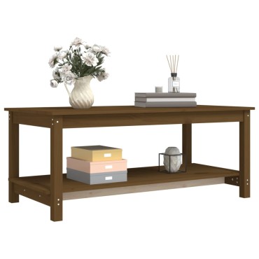 vidaXL Τραπεζάκι Σαλονιού Καφέ Μελί 110x55x45cm Μασίφ Ξύλο Πεύκου 1 τεμ.