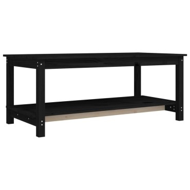 vidaXL Τραπεζάκι Σαλονιού Μαύρο 110x55x45cm από Μασίφ Ξύλο Πεύκου 1 τεμ.